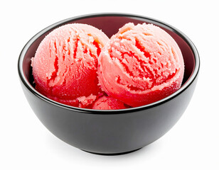 Watermelon sorbet in a black bowl. AI