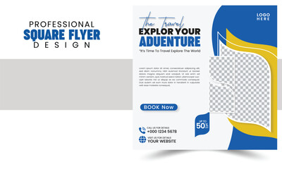 modern innovative travel tour promotion banner traveling business marketing social media post square flyer template