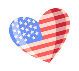 Obraz premium Heart shaped American flag cartoon