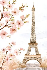 Vintage scrapbook page capturing the essence of Paris with faded jewel tones and floral details creating a romantic and nostalgic atmosphere