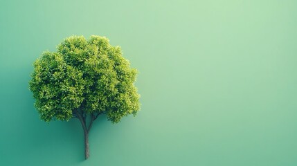 Un albero verde brillante in piena vegetazione con ampio spazio per il testo.