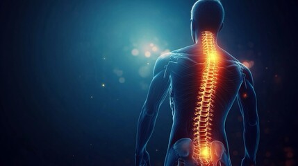 Colonna vertebrale umana, con un'evidente area di infiammazione