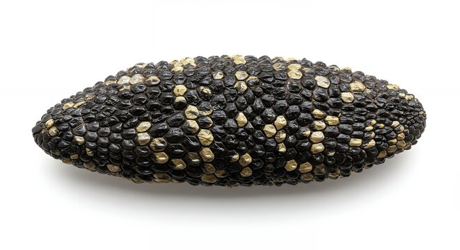 Close up isolated image of a sea cucumber against a white background