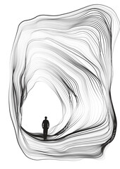 Passage of the Departed - Abstract vector art of a man walking through a tunnel.
