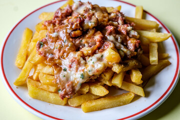 Classic Meal Of Corned Beef Hash and Chips