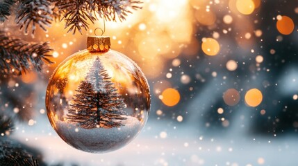 Christmas bauble with snowy tree inside