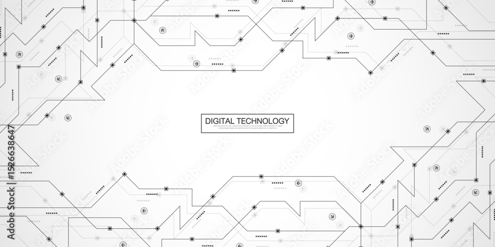 Poster Motherboard technology abstract texture design. Creative idea AI banner concept for internet technology. Software coding. Digital concept for poster, cover, banner, header, web, presentation template.