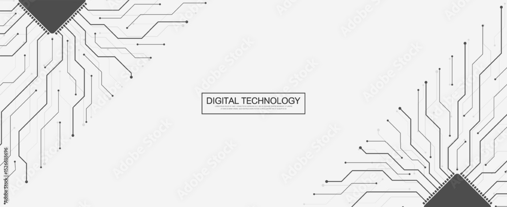 Poster Motherboard technology abstract texture design. Creative idea AI banner concept for internet technology. Software coding. Digital concept for poster, cover, banner, header, web, presentation template.