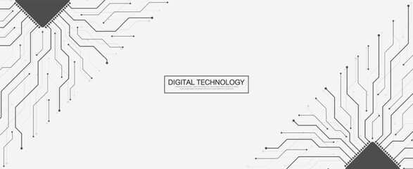 Motherboard technology abstract texture design. Creative idea AI banner concept for internet technology. Software coding. Digital concept for poster, cover, banner, header, web, presentation template.