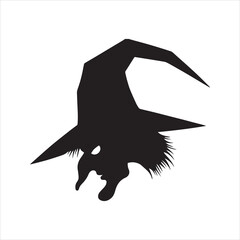 Scary witch head profile silhouette vector icon