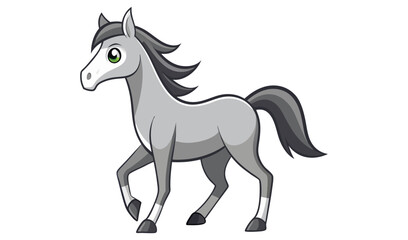 Cute cartoon grey horse illustration