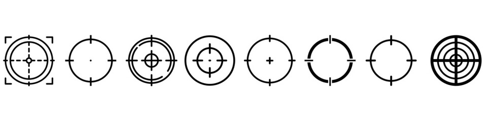 Aim icon vector set. Target illustration sign collection. Center symbol. Aims web icons. Targets symbols for web and mobile app.