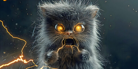 Angry Fluffy Creature, ai, generated.