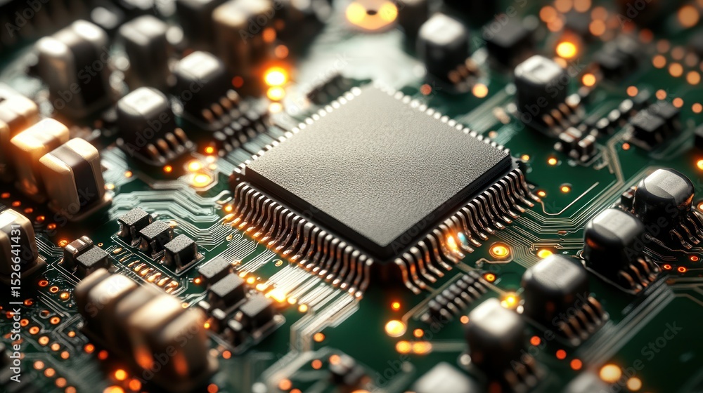 Aufkleber close-up of a circuit board with central processor