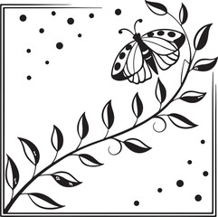 Dotted frame border with leaf accents clean and minimal green tone outline design flat style on white background for graphic use