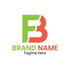 Obraz premium Green and orange fb logo design on a white background