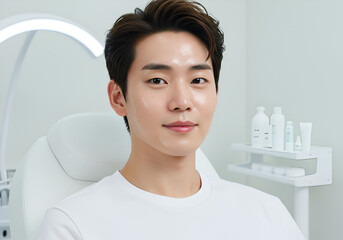 Man with skincare product on face