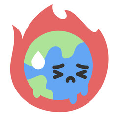 Earth struggling with heat icon