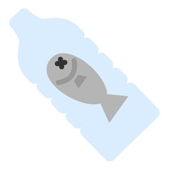 Fish trapped in plastic bottle icon