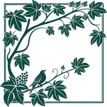 Rich green thick leafy rectangle foliage frame clean flat design with no shadows bright layout white background suitable for illustration use