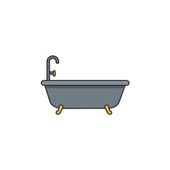 Bathtub icon with claw feet, flat freestanding bathroom furniture