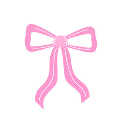 Hand-drawn pink ribbon bow in pastel tones. Perfect for coquette themes, fashion layouts, and decor.