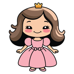 Sweet Royal Chibi Icons of Princess Girls Vector