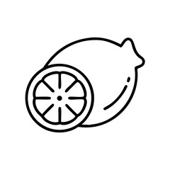 Lemon fruit illustration with sliced section showing details  