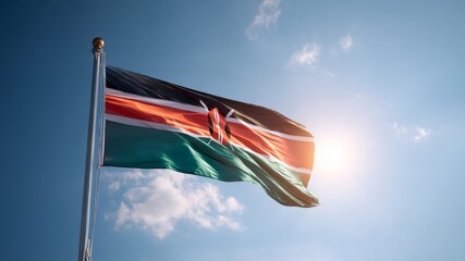 Flag of Kenya waving proudly in the sky on independence day celebration