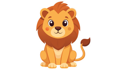 Cute cartoon lion cub sitting illustration