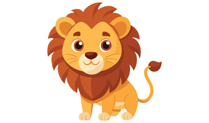 Cute cartoon lion cub illustration