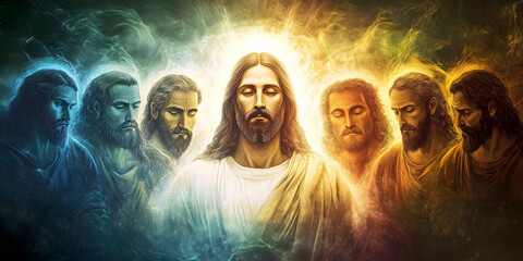 jesus christ and his  disciples, ai generated.