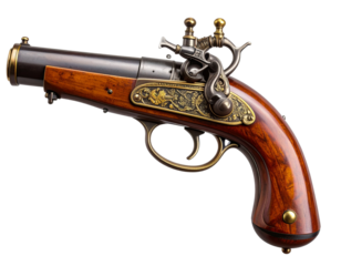 Antique Colonial Flintlock Pistol with Ornate Barrel