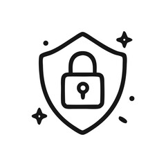 Secure Lock Icon on Shield – Data Protection Symbol
