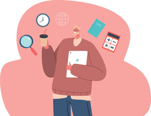 Businessman freelancer and job items