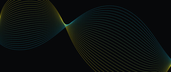 Abstract wave lines in blue yellow gradient on minimalist background. Futuristic and dynamic look, perfect for tech, digital, and modern design projects.
