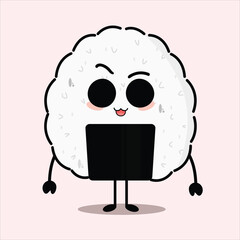 Cute Kawaii Rice Roll Characters with Expressions – Japanese Food Cartoon Vector Set