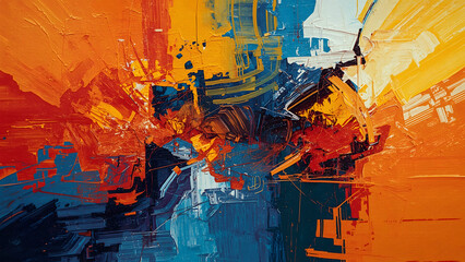  Abstract modern painting with tactile color richness and bold composition embodying artistic energy chaos and balance