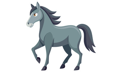 Obraz premium Cute cartoon gray horse illustration
