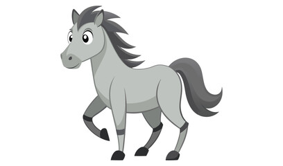 Obraz premium Cute cartoon grey horse illustration