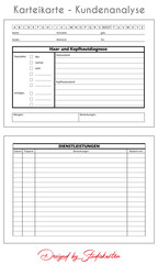 Friseur Friseursalon Karteikarte Kundenanalyse Kundenkartei Personalisiert DIN A5 Haaranalyse Kopfhautanalyse Vorderseite Rückseite Personalisiert für Kunden nach Alphabet