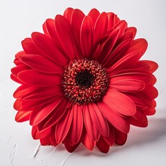 one red flower with white background