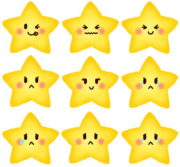 노란 작은별 얼굴 표정 스티커