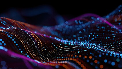 Abstract digital wave with glowing particles