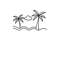 tropical-beach-scene-featuring-tall-palm-trees--oc.eps