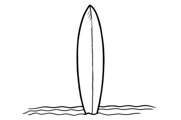 surfboard-standing-upright-on-the-beach--facing-th.eps