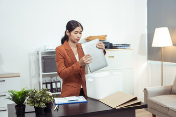 A businesswoman is fired, unemployed and stressed.