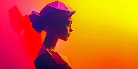silhouette of an origami shape  woman, ai generated.