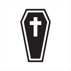 Obraz premium Coffin silhouette vector icon with a cross