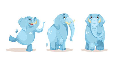 Adorable Cute Cartoon Elephants Displaying Playful and Joyful Poses for Everyone to Enjoy